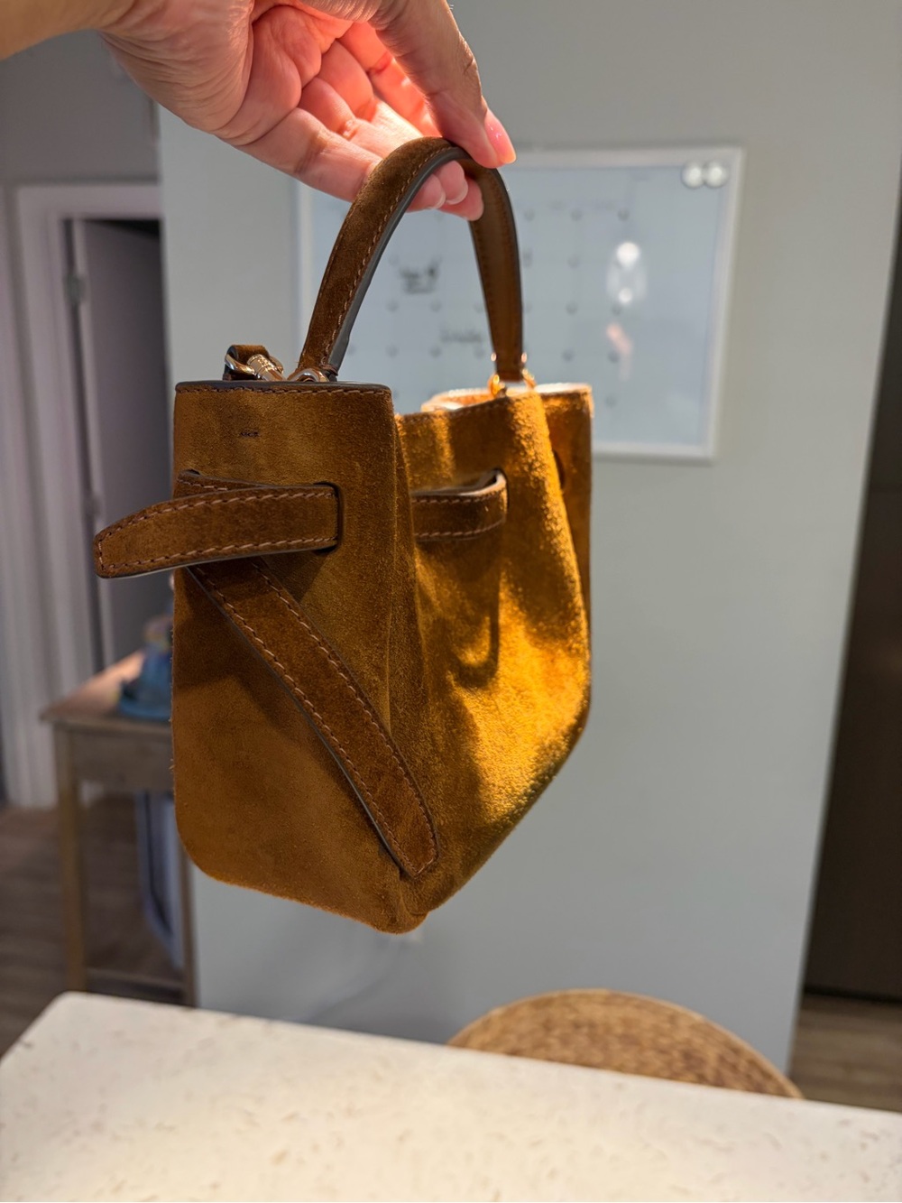 Tory Burch Suede Crossbody Bag in Brown with Gold-Tone Accent - Picture 2 of 6
